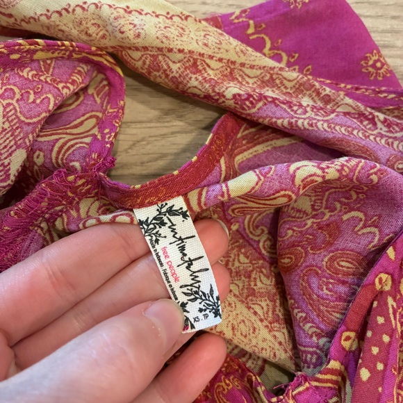 Intimately Free People Beau Slip Dress Red Pink Yellow Mini Size XS - Picture 3 of 7